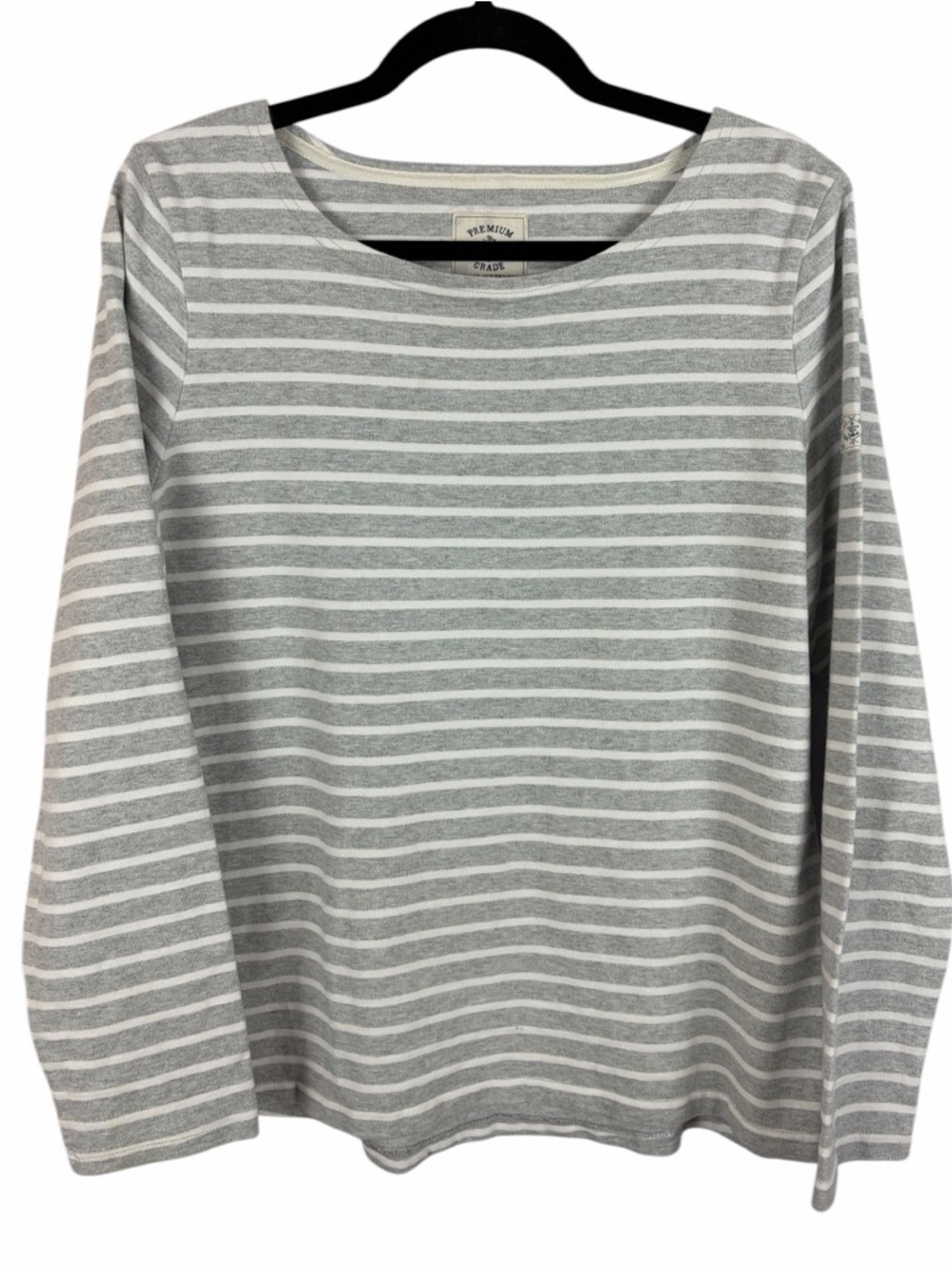 Joules Striped Long Sleeve Top Size 12 Grey White Breton Cotton Casual Shirt